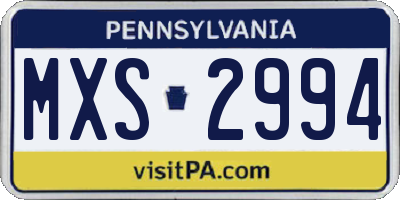 PA license plate MXS2994
