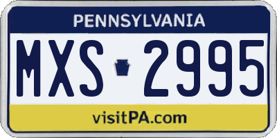 PA license plate MXS2995
