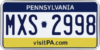 PA license plate MXS2998