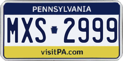 PA license plate MXS2999