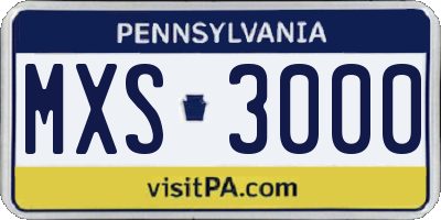 PA license plate MXS3000