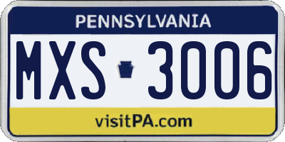 PA license plate MXS3006