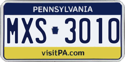 PA license plate MXS3010