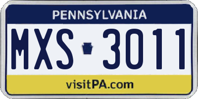 PA license plate MXS3011