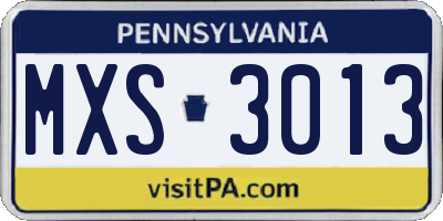 PA license plate MXS3013