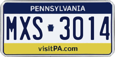 PA license plate MXS3014