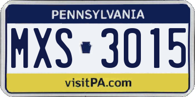 PA license plate MXS3015