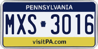 PA license plate MXS3016