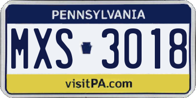 PA license plate MXS3018