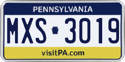 PA license plate MXS3019