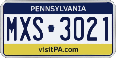 PA license plate MXS3021