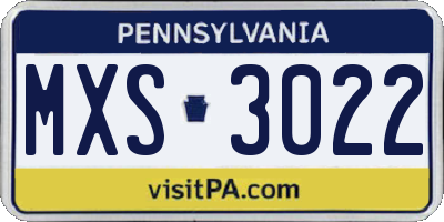 PA license plate MXS3022