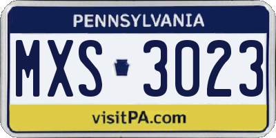 PA license plate MXS3023