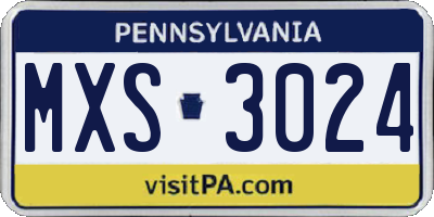 PA license plate MXS3024