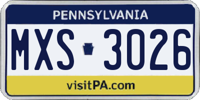 PA license plate MXS3026