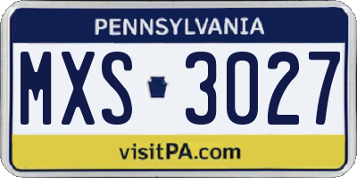 PA license plate MXS3027