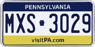 PA license plate MXS3029