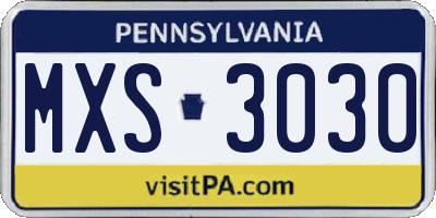 PA license plate MXS3030