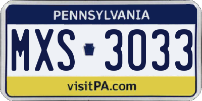PA license plate MXS3033