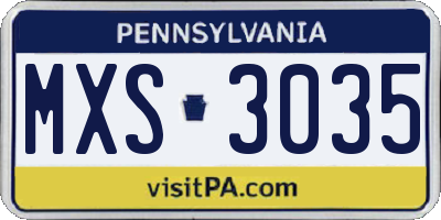 PA license plate MXS3035