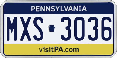 PA license plate MXS3036