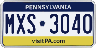 PA license plate MXS3040