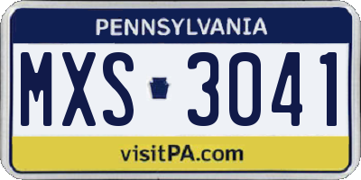 PA license plate MXS3041