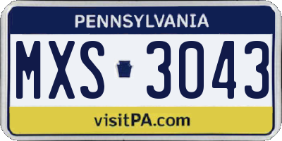 PA license plate MXS3043