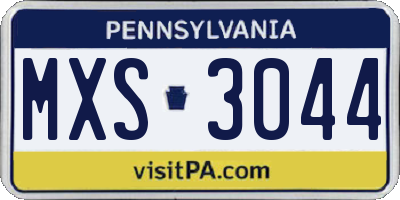 PA license plate MXS3044