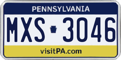 PA license plate MXS3046