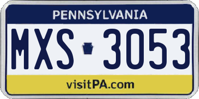 PA license plate MXS3053