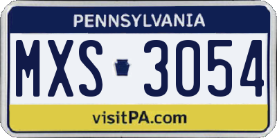 PA license plate MXS3054