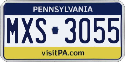 PA license plate MXS3055