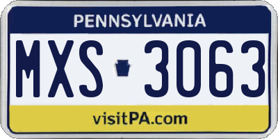 PA license plate MXS3063