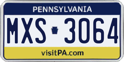 PA license plate MXS3064