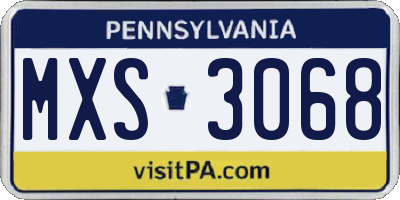 PA license plate MXS3068