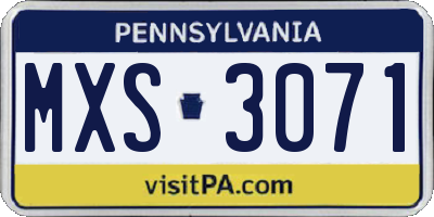 PA license plate MXS3071