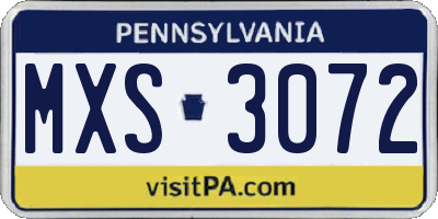 PA license plate MXS3072