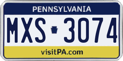 PA license plate MXS3074