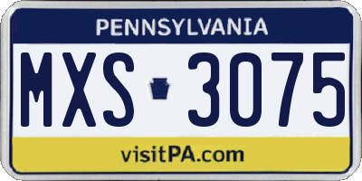 PA license plate MXS3075