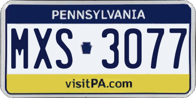 PA license plate MXS3077