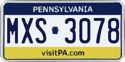 PA license plate MXS3078
