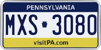 PA license plate MXS3080
