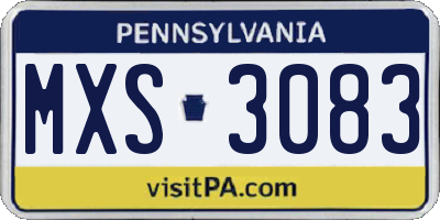 PA license plate MXS3083