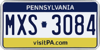 PA license plate MXS3084
