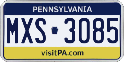 PA license plate MXS3085