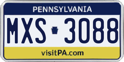 PA license plate MXS3088