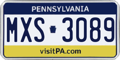 PA license plate MXS3089