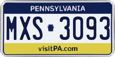 PA license plate MXS3093