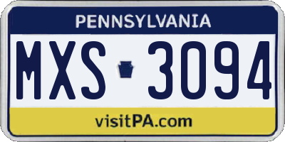 PA license plate MXS3094